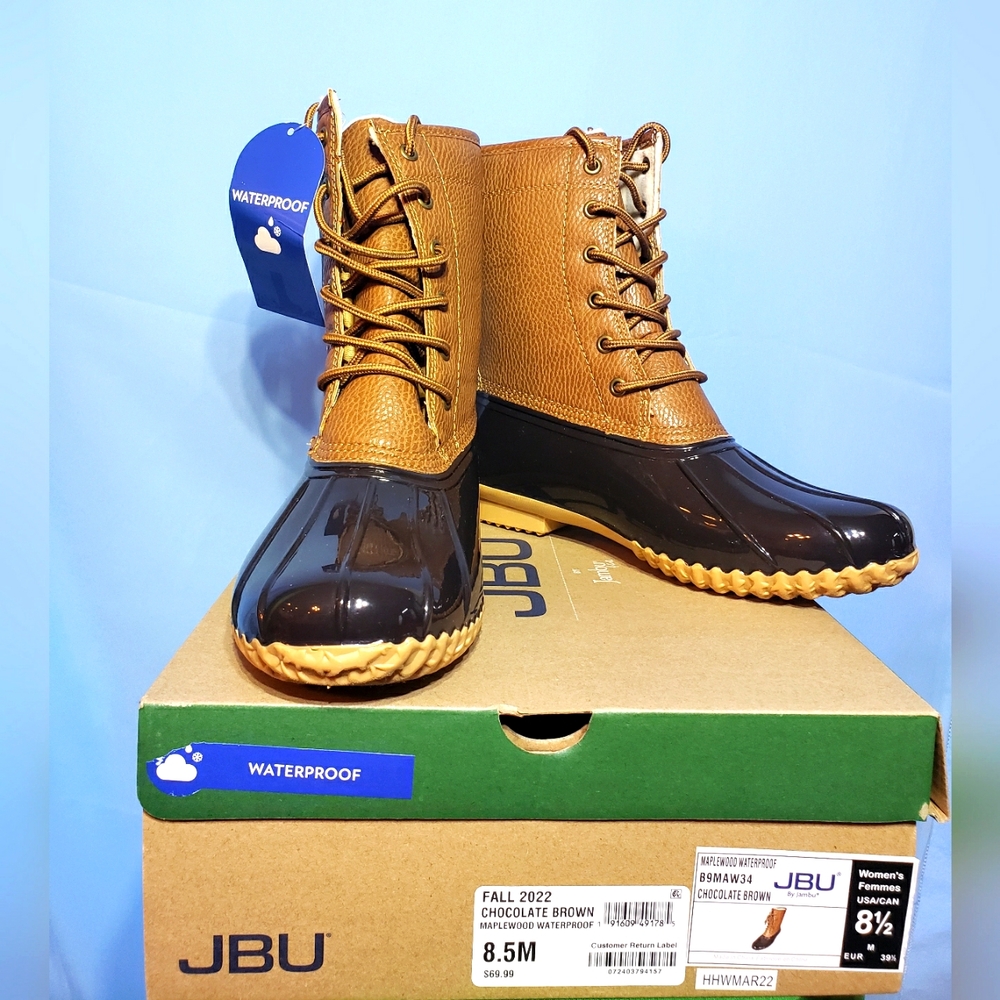 JBU Boots Waterproof Brown Maplewood Size 8.5 (New with box)